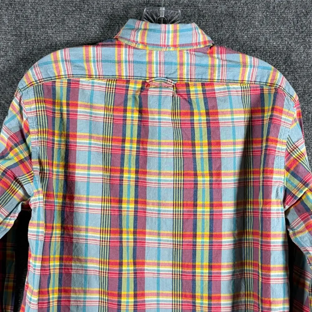 J Crew Indian Madras Shirt Mens M Slim Fit Plaid Button Down Mauritius G4188